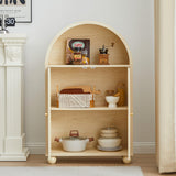 Sideboard Buffet Cabinet, Modern Arched Storage Cabinet with Rattan Decor Doors