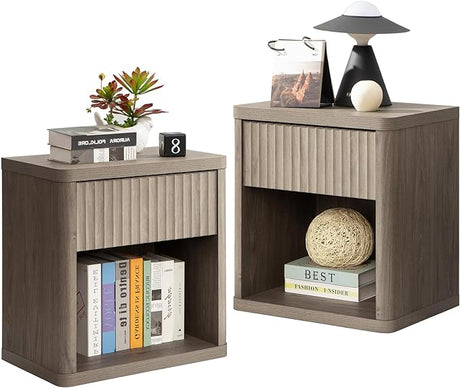 Night Stand Set of 2 Nightstands with Drawer Storage Bed Side Table End Table Large