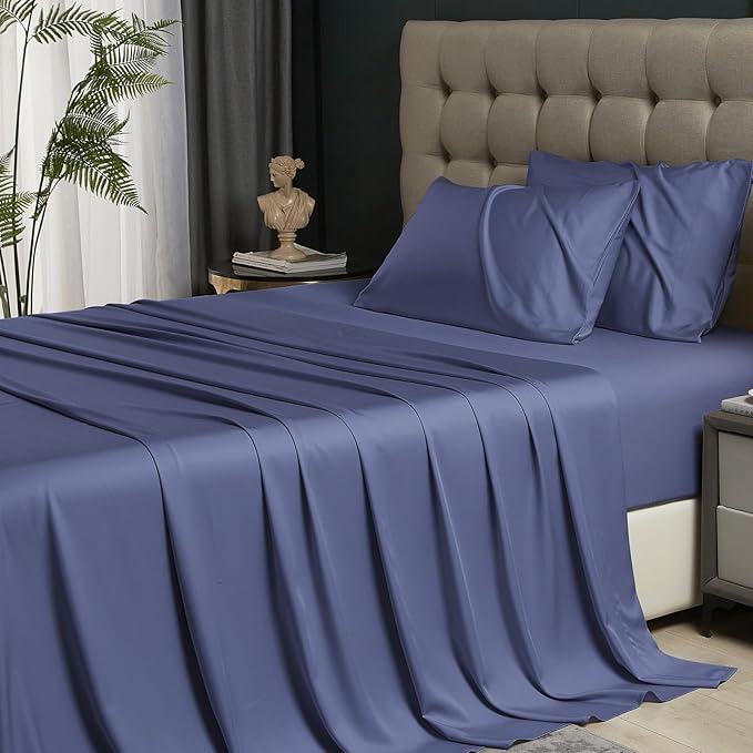 King Size Sheet Set,Rayon Derived from Bamboo, Deep Pocket Sheets Fits 18"-24" Thick