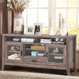 Farmhouse Tall TV Stand, Retro Wood Universal Stand for TV's up to 65" Flat Screen,