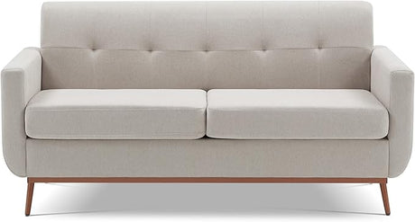 65" Loveseat Sofa, Mid Century Modern Love Seat Couches for Living Room, Comfy Upholstered Sofa Couch for Bedroom(Linen-Grey)