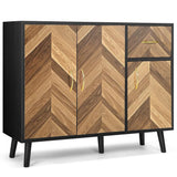 Sideboard Buffet Cabinet with Storage - 3 Doors Black Storage Cabinet with Drawers