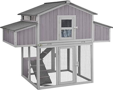 Chicken Coop Mobile Hen House with Large Nesting Box 73" Expandable