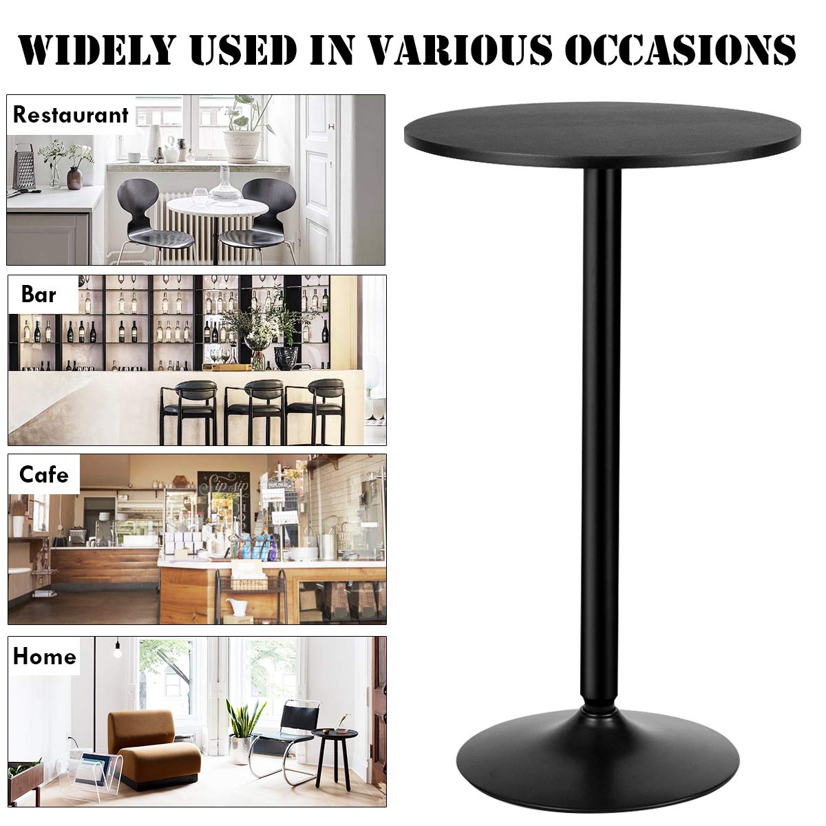 40-Inch Height Modern Style Round Top Standing Circular Cocktail Table Suitable