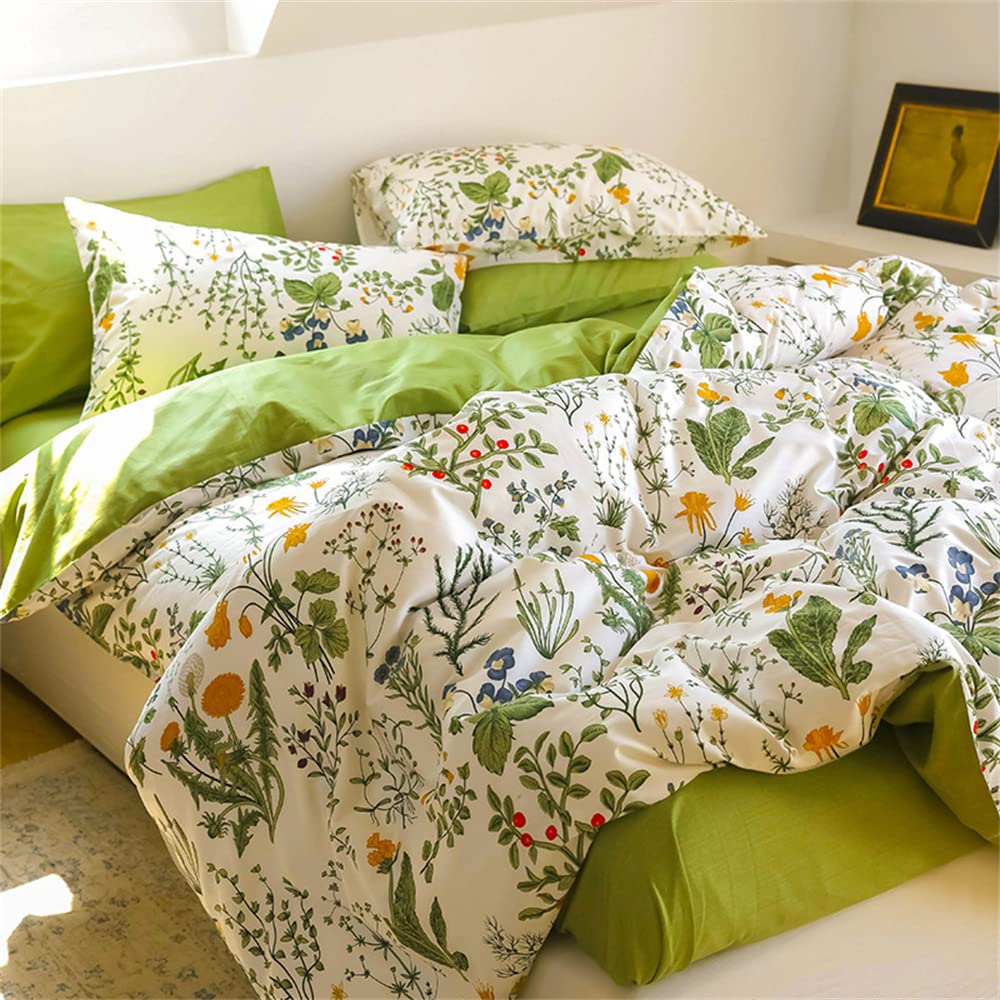 Sage Green Floral Comforter Sets King Women Boho Botanical Bedding Comforters