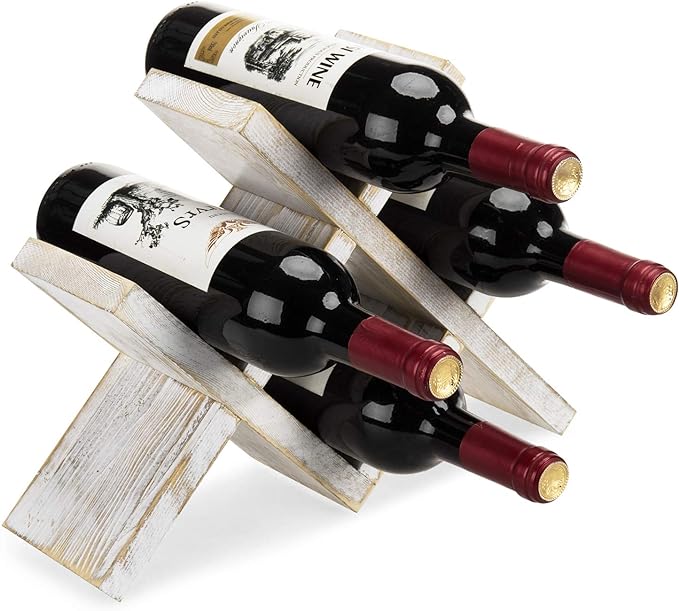 4-Bottle Countertop Rustic Brown Wood Wine Rack