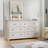 Dresser for Bedroom, 55" Long Dresser, Beige Dresser with Deep Drawer and Metal Hand