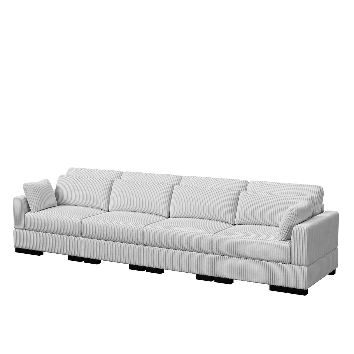 130" W 4 Seater Couch Sofa, Corduroy Sofa Couch with 6 Pillows Convertible Sectional