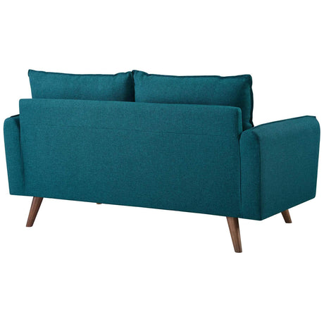 Revive Contemporary Modern Fabric Upholstered Loveseat In Teal