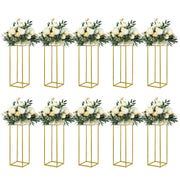 10 Pack 23.75 Inch Gold Wedding Flower Stand Metal Vase Column Stand Geometric Centerpiece Vase