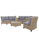 9-Piece Outdoor Half-Moon Furniture Set Patio Sofa Set