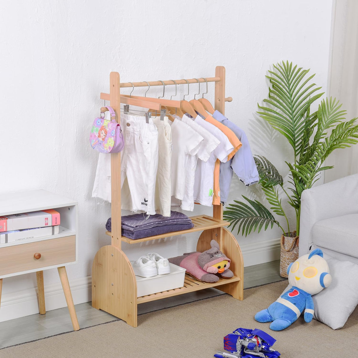 Kids Clothing Rack with Adjustable Rods, Children Clothes Garment Rack for Kids Baby Pet