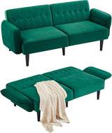 Loveseat Sofa Bed, Green Couch Bed Mid-Century Modern Sleeper Sofa,