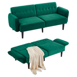 Loveseat Sofa Bed, Green Couch Bed Mid-Century Modern Sleeper Sofa,