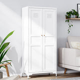 Metal Storage Cabinet with 2 Doors and 4 Adjustable Shelves - 61" White Locking