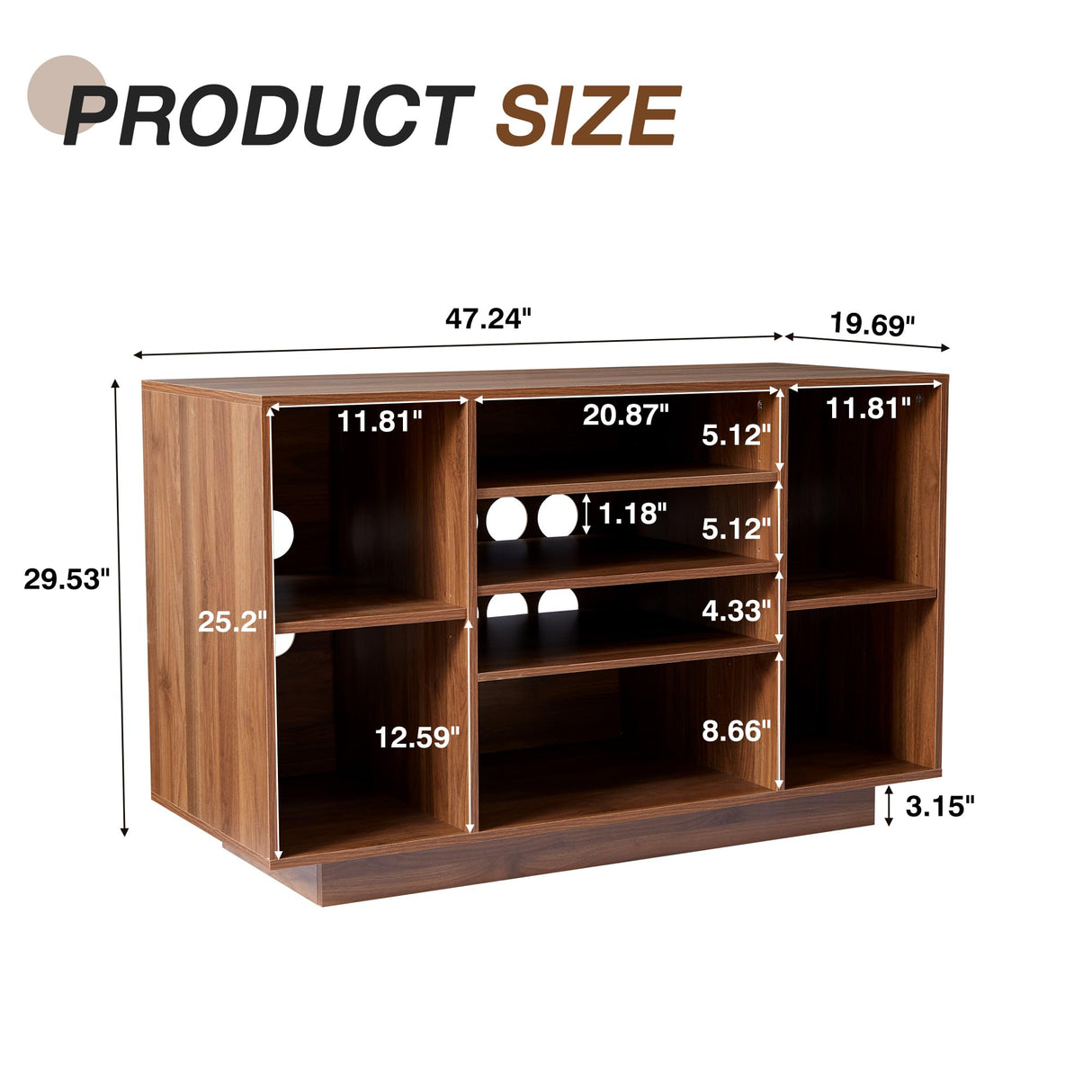 Media Storage Cabinet, 5-Tier Shelves Audio Video Record Player Stand Cabinet