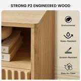 Fluted TV Stand for 50-65" TVs with Drawers and Open Shelf