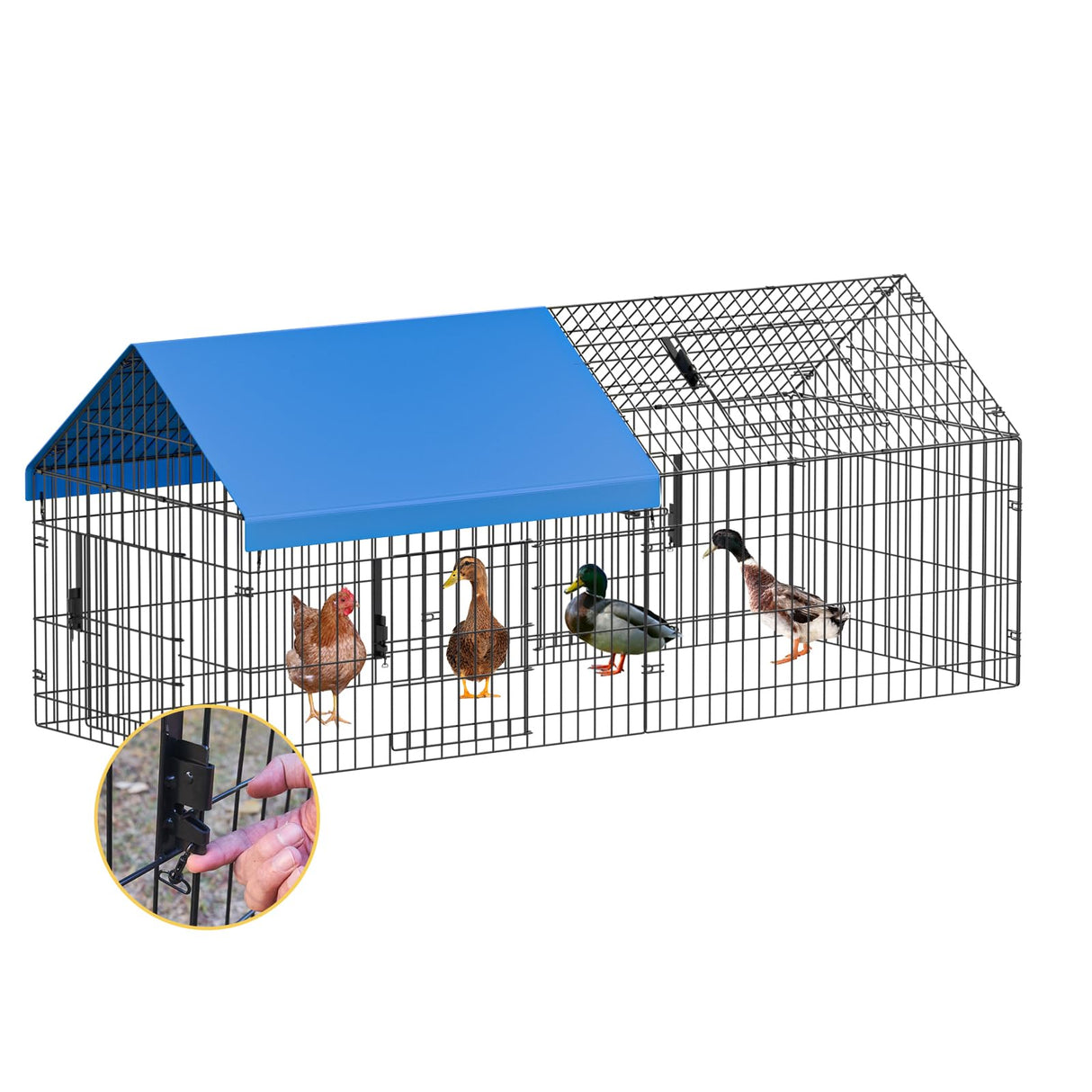 Metal Chicken Coop 71.7"×30"×31" Chicken Runs for Yard with Cover Chicken Playpen Enclosure Chicken Pen Kennel Duck Coop Cage Hutch Fence for Outdoor Backyard Farm Rabbit Small Animal Poultry