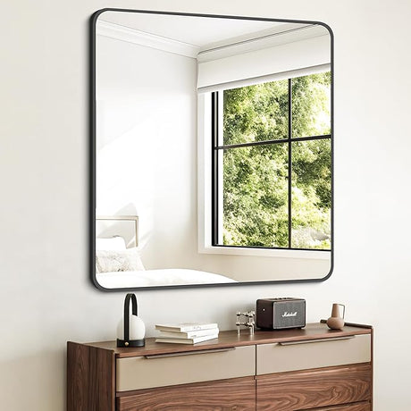 Large Bathroom Mirror 72x36 Inches, Black Oversized Wall Mirror for 2 Sinks Aluminum