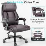 Reclining Office Chair, High Back Executive Office Chair 400lbs, Brown Leather Home