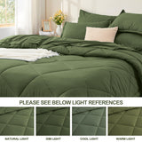 Queen Comforter Set with Sheets Olive Green - 7 Pieces Bed in a Bag Queen Size Beddding Sets,