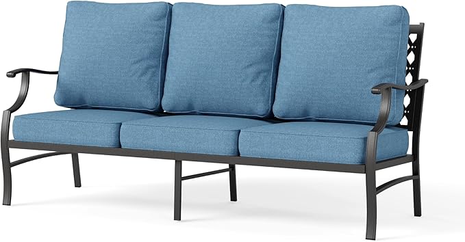 Patio Furniture Sofa, All-Weather Outdoor 3 Seats Couch, Outdoor Patio Couch