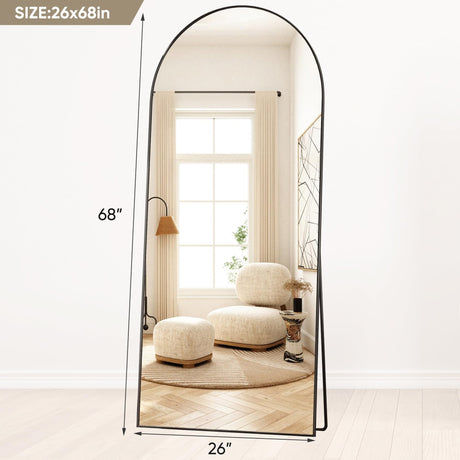 Full Length Mirror, 68"x26" Arched Floor Mirror, Glassless Mirror Full Length with Stand