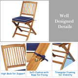 3 PCS Patio Folding Bistro Set, Outdoor Acacia Wood Chair