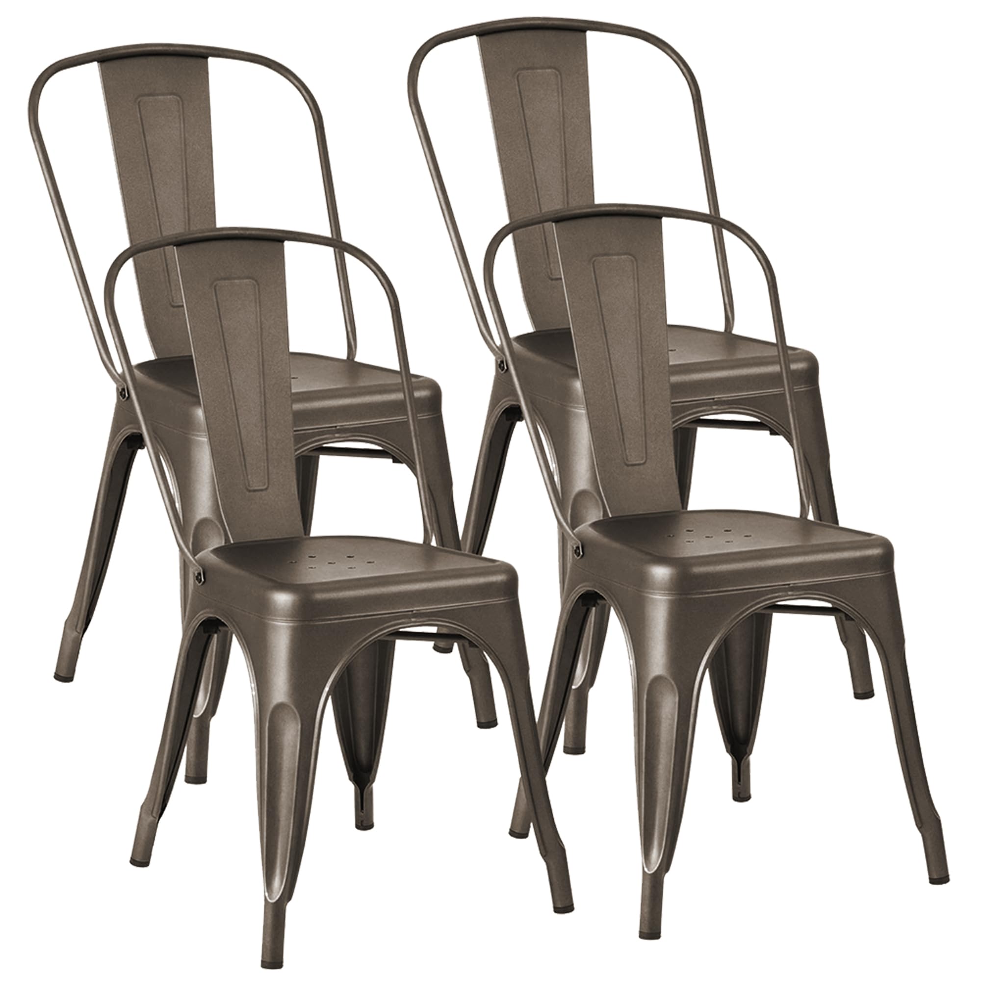 Metal Dining Chair Stackable Indoor Outdoor Industrial Vintage Chairs Bistro Kitchen