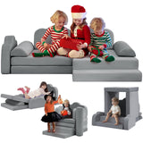 Modular Kids Play Couch, Toddler&Child Convertible Foam Playing Sofa,DIY Creative Fort Building for Playroom, Freely Removable, Grey