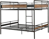 Benjara Queen Size Metal Bunk Bed with Ladder, Black and Brown