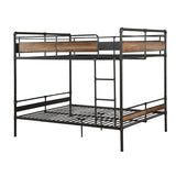 Benjara Queen Size Metal Bunk Bed with Ladder, Black and Brown