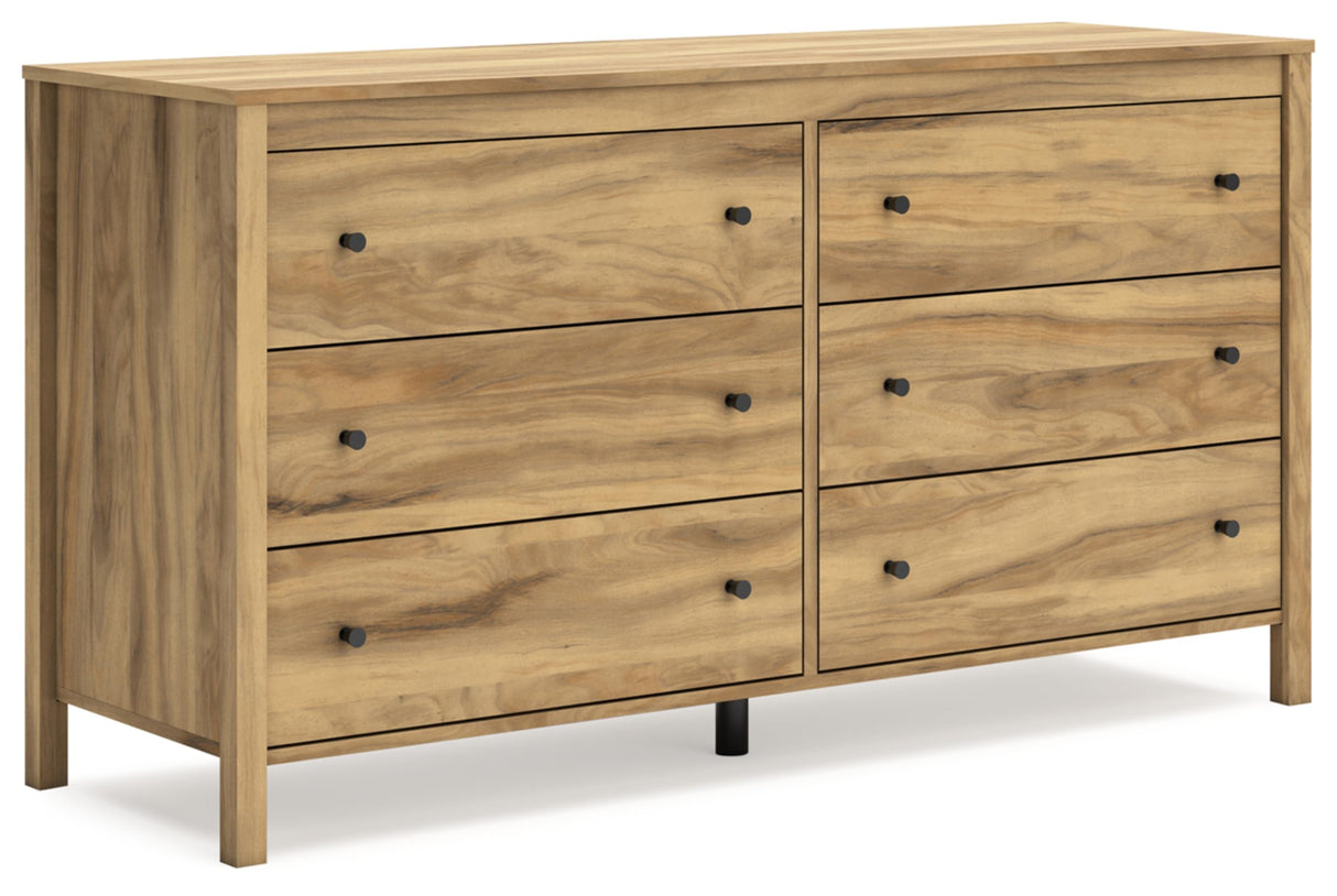 Bermacy Casual 6-Drawer Dresser with Safety Stop, Light Brown