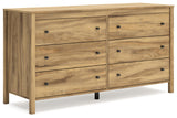 Bermacy Casual 6-Drawer Dresser with Safety Stop, Light Brown