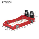 Twin Race Car Bed with LED Lights and Guardrails