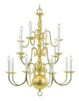 5016-02 Williamsburg 16-Light Chandelier, Polished Brass