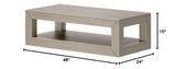 Modern Rectangular Coffee Table with Shelf, Solid Wood, 48 Inch, Center Table