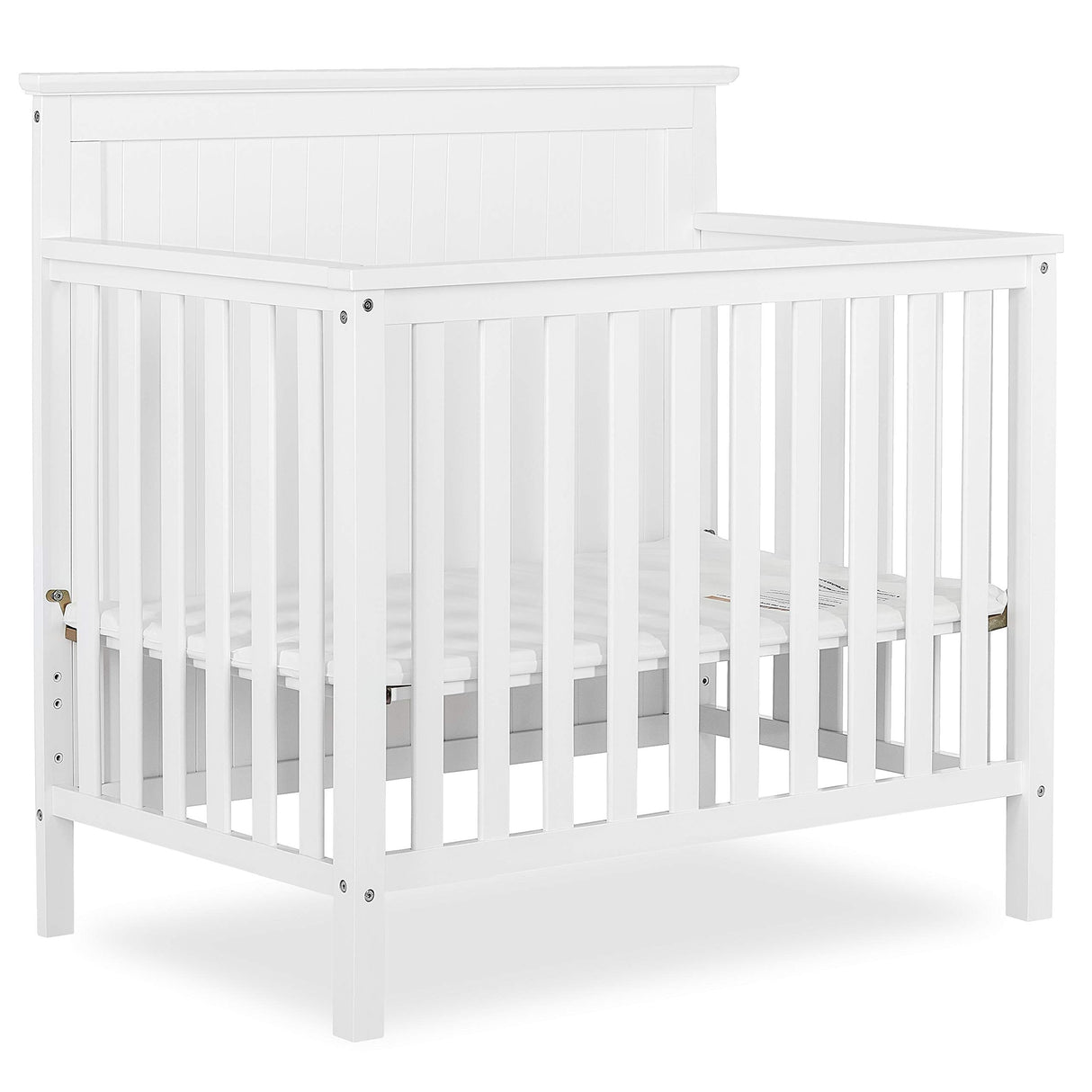 Ava 4-in-1 Convertible Mini Crib in White, Greenguard Gold Certified, Non-Toxic Finish,