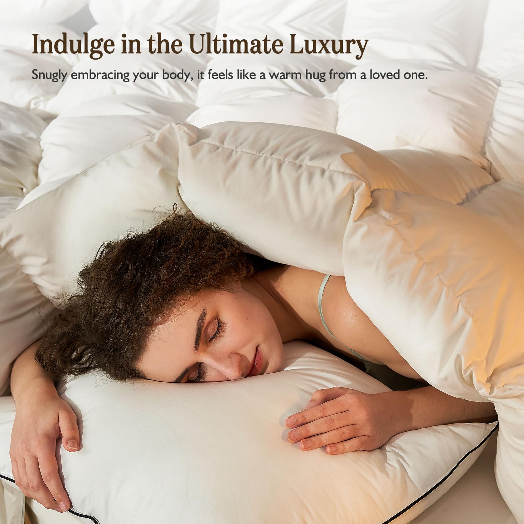 Organic Down Comforter King Size Fluffy Duvet Insert for All-Season | Hotel Luxury 100%