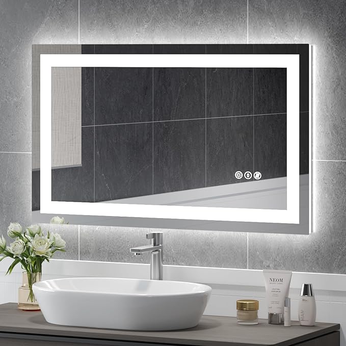 48x36 Inch Modern LED Bathroom Mirror - Smart Backlit Vanity Mirror with Anti-Fog