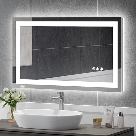 48x36 Inch Modern LED Bathroom Mirror - Smart Backlit Vanity Mirror with Anti-Fog