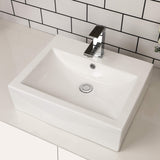 21"x16" Rectangle Bathroom Vessel Sink Wallmount Porcelain Ceramic White Vanity