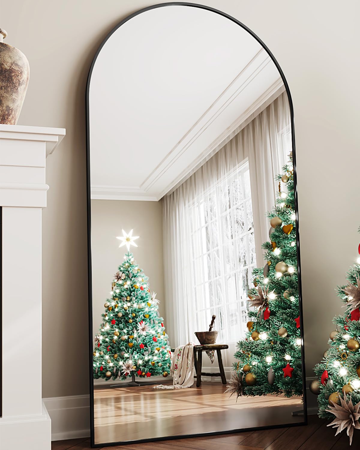 Full Length Mirror, 41"x81" Arched Floor Mirror Freestanding, Oversized Floor Standing