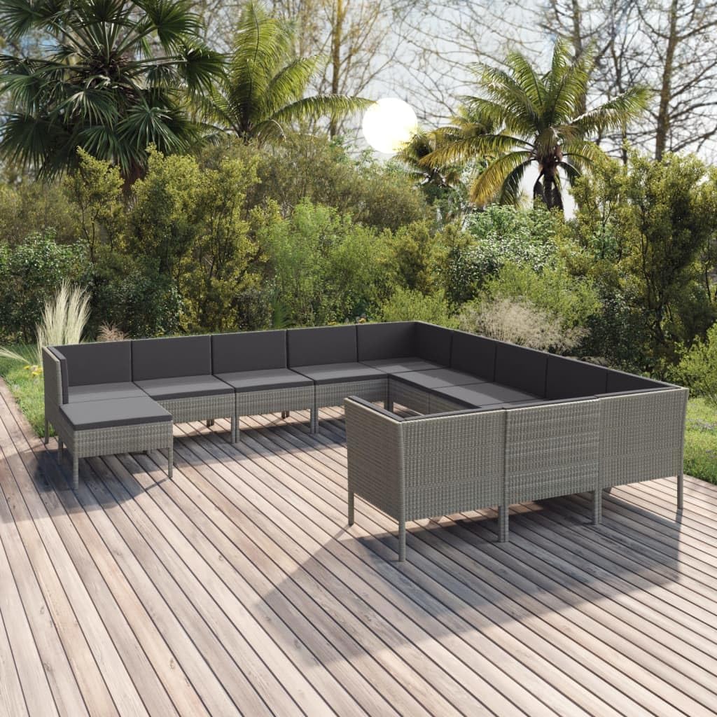 Patio Lounge Set 12 Piece, Sectional Sofa for Outdoor, Couch with Cushions