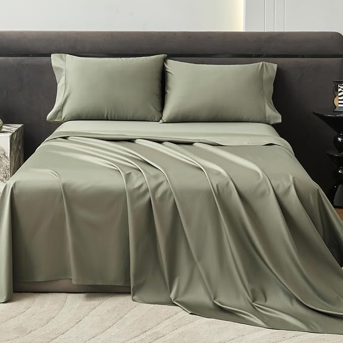 Sheet Set 800 Thread Count Long Staple Cotton Sateen Silky Soft Luxurious Smooth 4