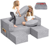 Kids Couch, 6PCS Modular Kids Play Couch with Blanket, Kids Sofa Couch for Playroom & Indoor