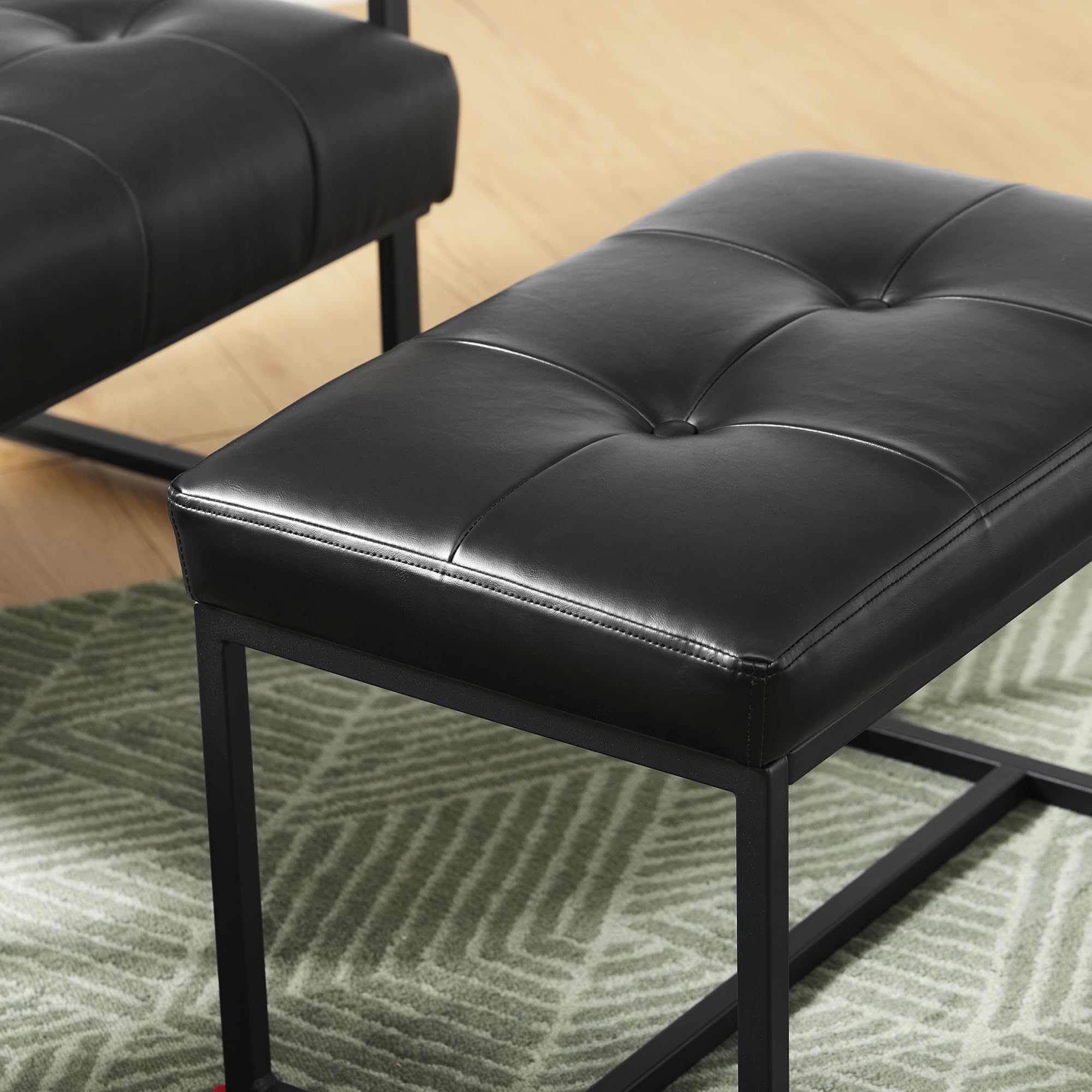 Ottoman Bench, Modern PU Leather Vanity Stools Chairs