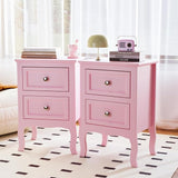 Gray Nightstand Set of 2, Nightstands with 2 Drawers, Bed Side Table/Night Stand