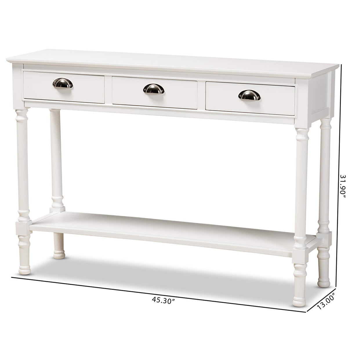 Garvey Console Tables, 3-Drawer, White