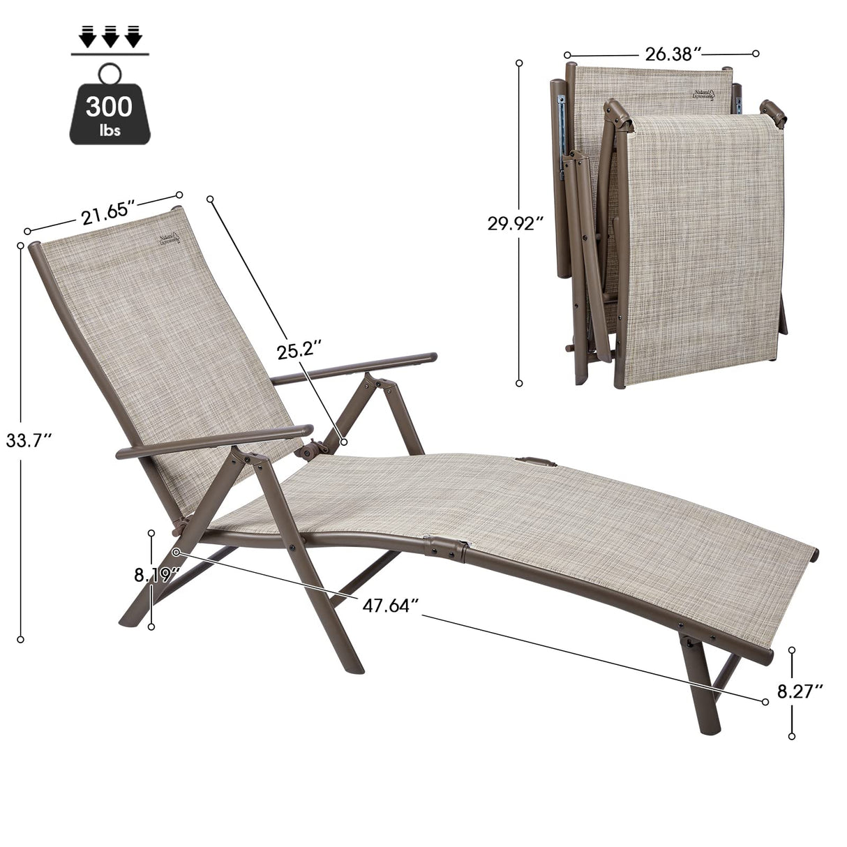 Outdoor Chaise Lounge Chairs for Outside, Aluminum Patio Lounger Pool Furniture